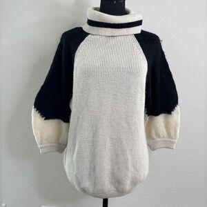 Vtg Oriana Italy Women’s S Sweater Colorblock Alpaca Mohair Blend Balloon Sleeve